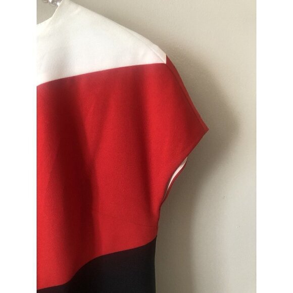 Anne Klein Womens Size 4 Colorblock Sheath Dress Red Black Tan Cream - Picture 4 of 6